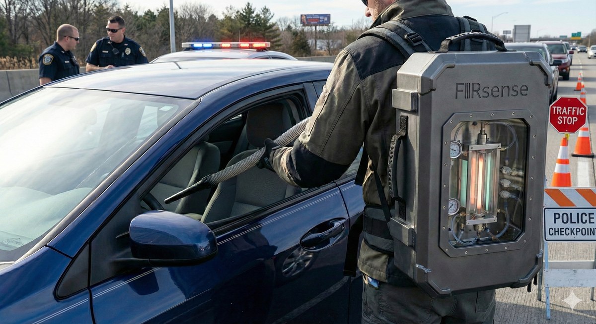FIRsense mobile backpack device at police checkpoint